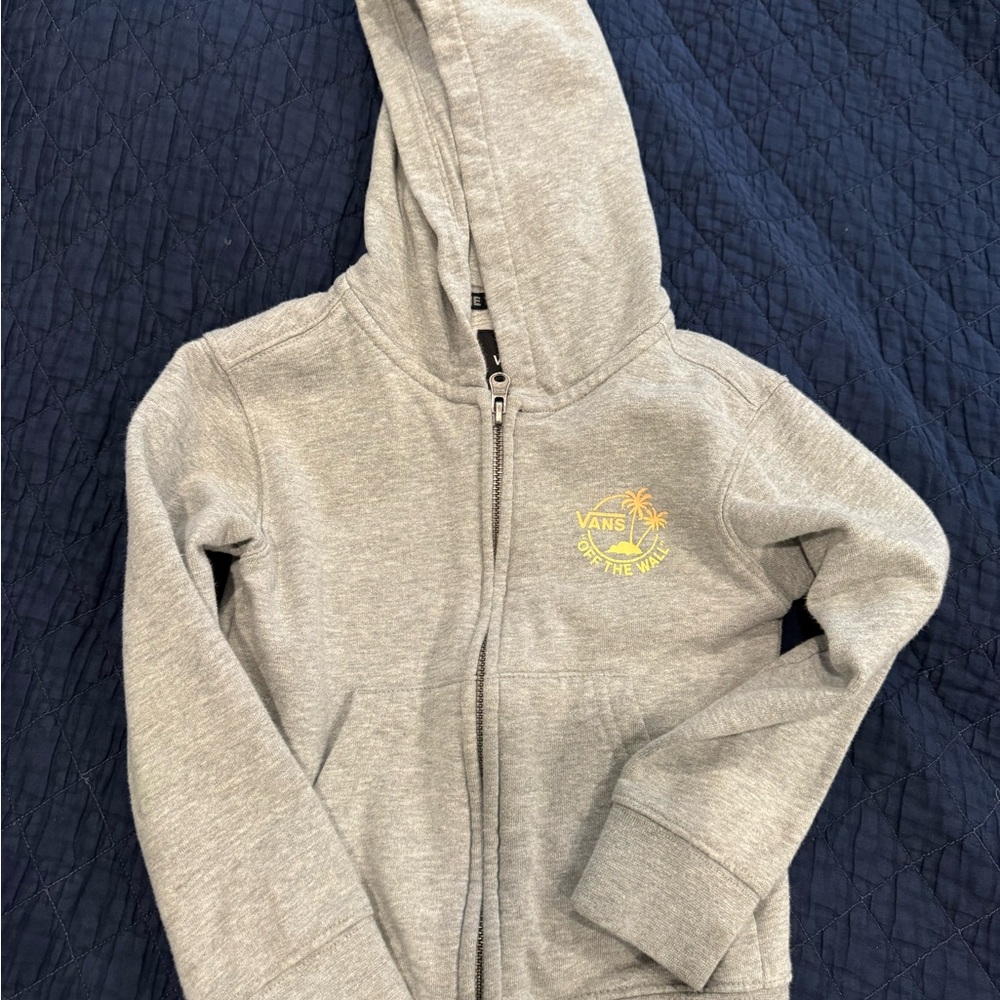 Vans Kids Gray Zip-Up Hoodie with Yellow Logo